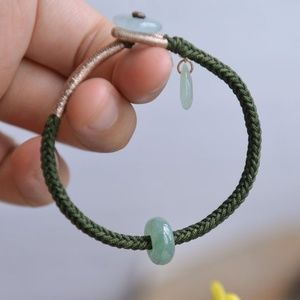 Icy Green Jadeite Bead Bracelet.